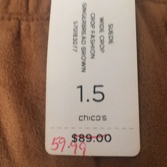 Chico’s wide crop, faux suede, NWT - Picture 4 of 11